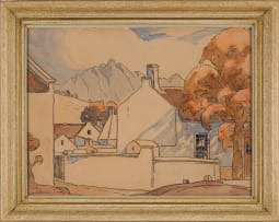 Jacob Hendrik Pierneef; Cape Village with Distant Mountains