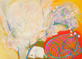 Marcella de Boom; Cat, Lamb and Blossoms