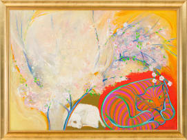 Marcella de Boom; Cat, Lamb and Blossoms
