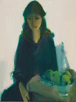 Louis van Heerden; Seated Woman and Apples in a Bowl