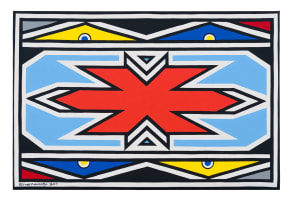 Esther Mahlangu; Abstract in Red