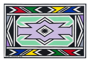 Esther Mahlangu; Abstract in Purple