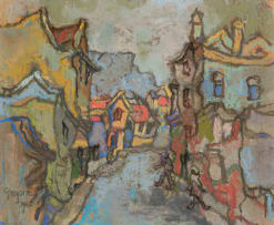 Gregoire Boonzaier; Tafelberg deur die Gangetjie, Ou Kaapstad (Table Mountain through a Passage, Old Cape Town)