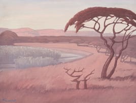 Jacob Hendrik Pierneef; Landscape with Acacia Tree