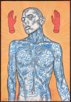 Conrad Botes; Untitled (Tattooed Figure and Red Hands)