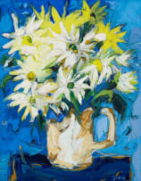 Aileen Lipkin; White and Yellow Flowers in a Jug
