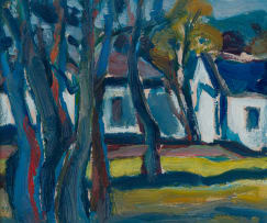 Herbert Coetzee; Outbuildings Under Trees