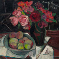 Irma Stern; Still Life with Roses and Fruit