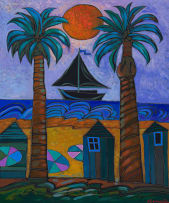 Jan Vermeiren; Beach Scene with Boat