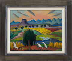 Maggie Laubser; Landscape with Tree and Birds