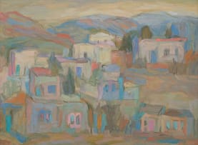 May Hillhouse; Landscape with Cottages