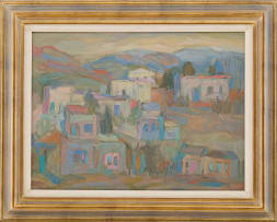 May Hillhouse; Landscape with Cottages