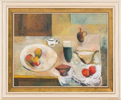 Cecil Skotnes; Still Life with Vessels and Fruit on a Table