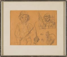 Maggie Laubser; Young Boy Holding Stick, sketch