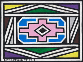 Esther Mahlangu; Untitled (Ndebele Design with Pink Centre)