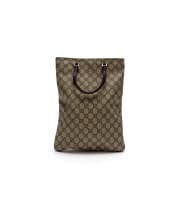Gucci; A Beige and Brown GG Supreme Tote Bag