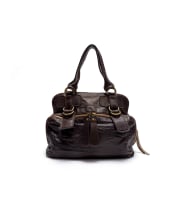 Chloé; A Brown Leather Bay Shoulder Bag with Antique Gold-Tone Hardware