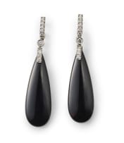 Onyx and diamond earrings
