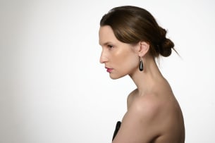Onyx and diamond earrings