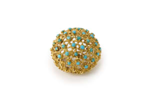 Turquoise domed brooch