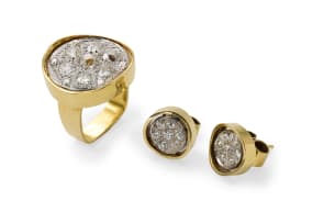 Diamond ring and earring set
