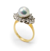 Pearl and diamond ring