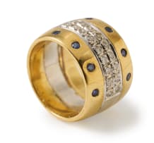 Two-tone sapphire and diamond ring