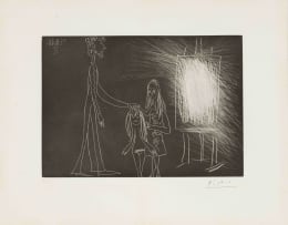 Pablo Picasso; Piero Crommelynck avec sa Femme et sa Fille Dans l'Atelier II (Piero Crommelynck with His Wife and Daughter in Studio II) (Bloch 1856) (Baer 1846)