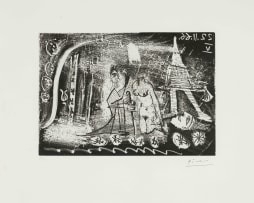 Pablo Picasso; Au Théâtre: Femme Décapitée par un Bourreau, et Viellard (At the Theatre: Woman Decapitated by an Executioner, and Old Man) (Bloch 1423) (Baer 1451)