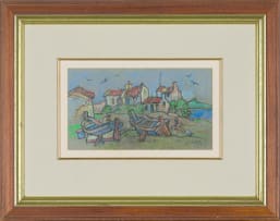 Gregoire Boonzaier; Cottages with Boats and Figures
