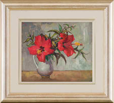 Conrad Theys; Hibiscus in a White Jug