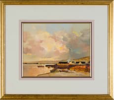Errol Boyley; Landscape with Cottages and Boat