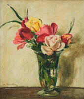 Robert Broadley; Roses in a Glass Vase