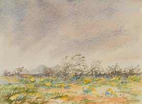Adolph Jentsch; Landscape with Distant Mountains