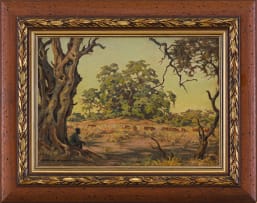 Erich Mayer; Cowherd Resting under a Tree