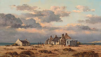 Otto Klar; Landscape with Cottages