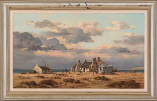 Otto Klar; Landscape with Cottages