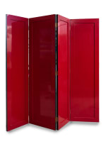 Red lacquered four-paneled folding screen