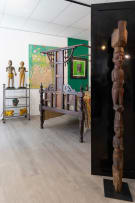 Four-tiered steel and glass trolley on castors