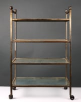 Four-tiered steel and glass trolley on castors