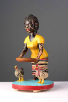 Akan woman and chickens, Ghana