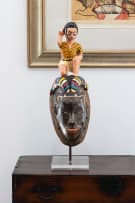 Guro mask with kneeling figure, Ivory Coast