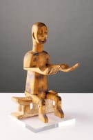 Ewe seated shrine figure with open palms, Ghana