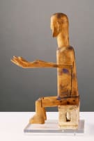 Ewe seated shrine figure with open palms, Ghana