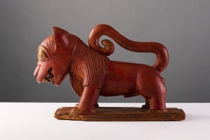 Ashanti male and female lion bookends, Ghana, two