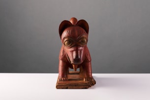 Ashanti male and female lion bookends, Ghana, two