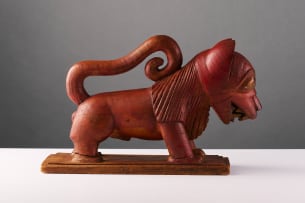 Ashanti male and female lion bookends, Ghana, two