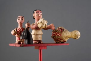 Ewe shrine figures with calabash, Ghana