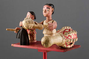 Ewe shrine figures with calabash, Ghana