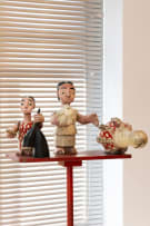 Ewe shrine figures with calabash, Ghana